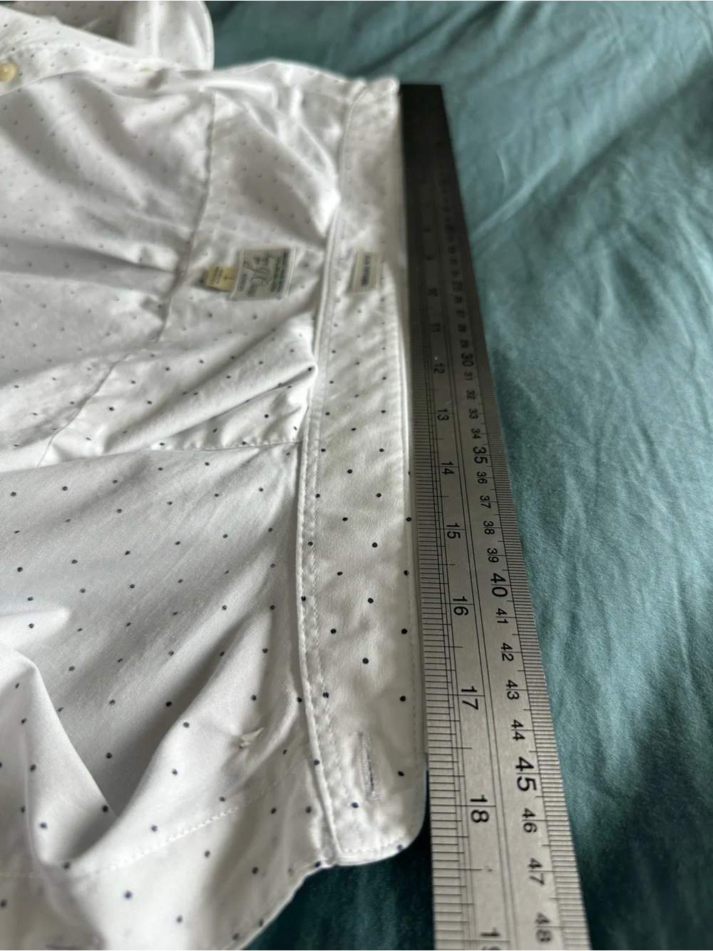 J.Crew Secret Wash Shirting Slim Untucked White Navy Dot Button Down Shirt L